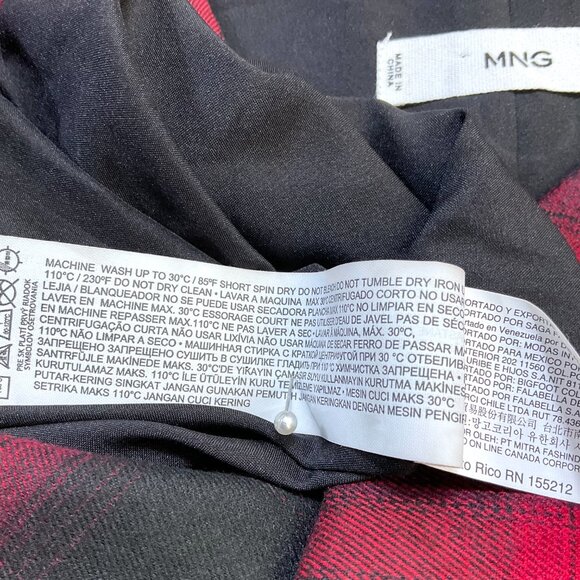 Mango Dress Plaid Red Sleeveless Vest Style V-Neck Patch Pockets (XS) - Picture 6 of 7